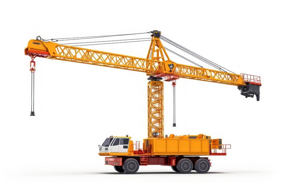 Construction site crane vehicle truck white background. AI generated Image by rawpixel.