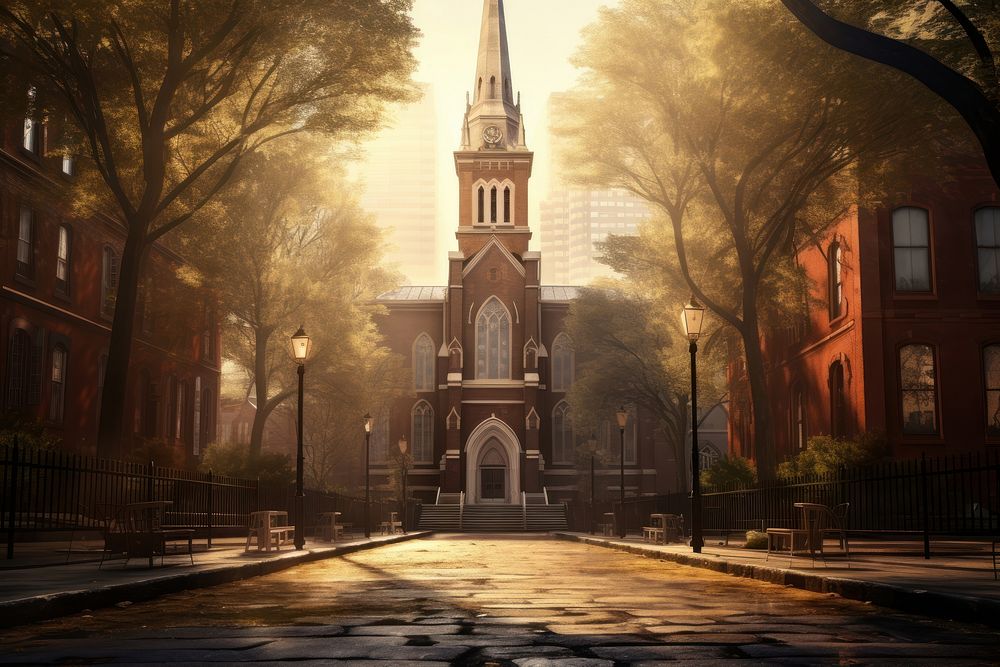 Church architecture outdoors building. AI generated Image by rawpixel.