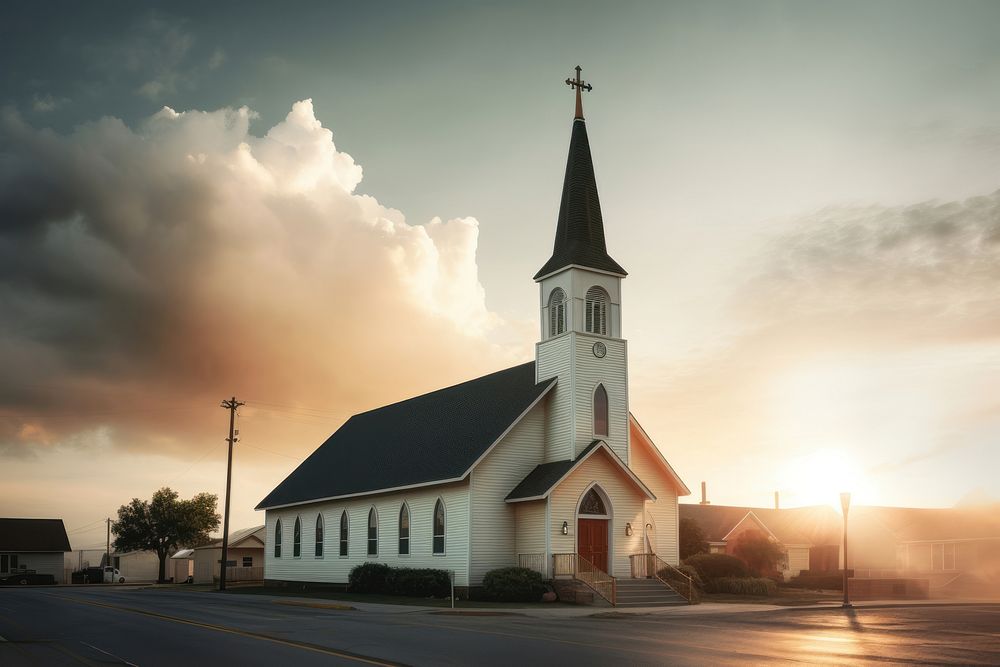 Church architecture building outdoors. AI generated Image by rawpixel.