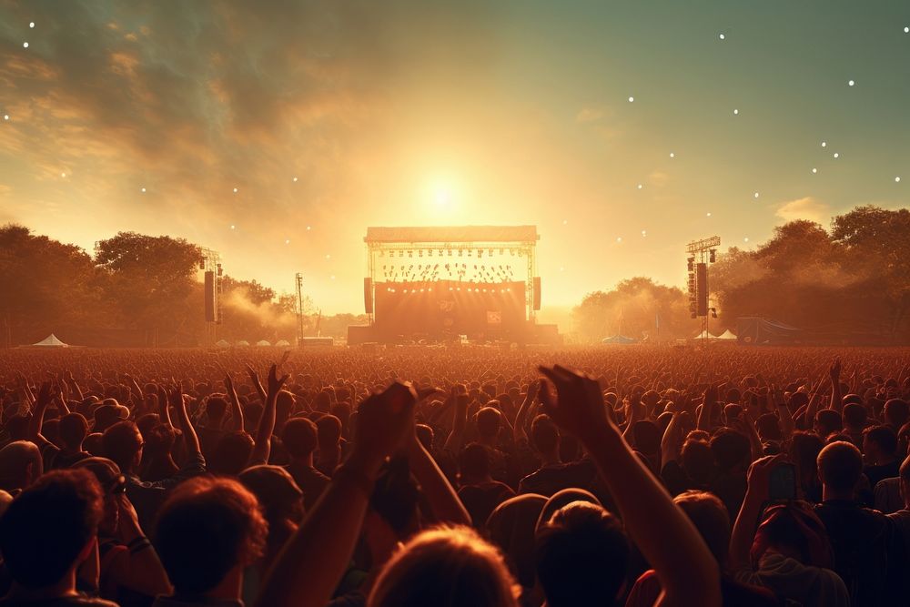 Crowd concert light adult. AI generated Image by rawpixel.