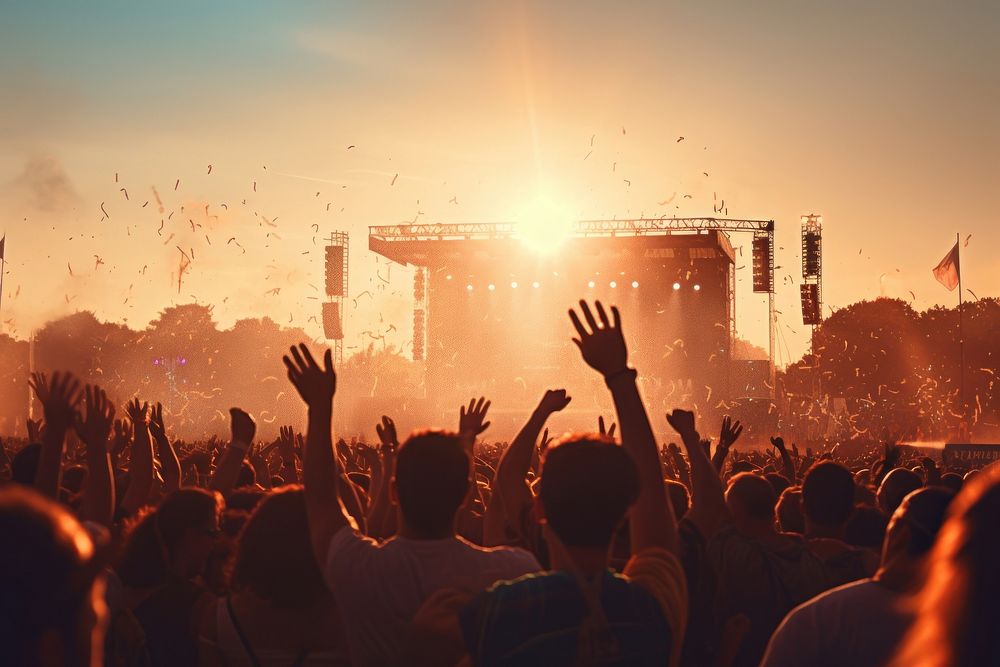 Crowd concert festival adult. AI generated Image by rawpixel.