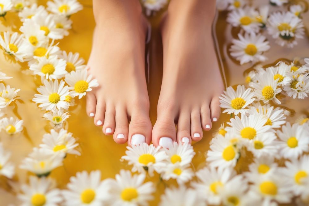 Beauty female feet and hands flower plant petal. AI generated Image by rawpixel.