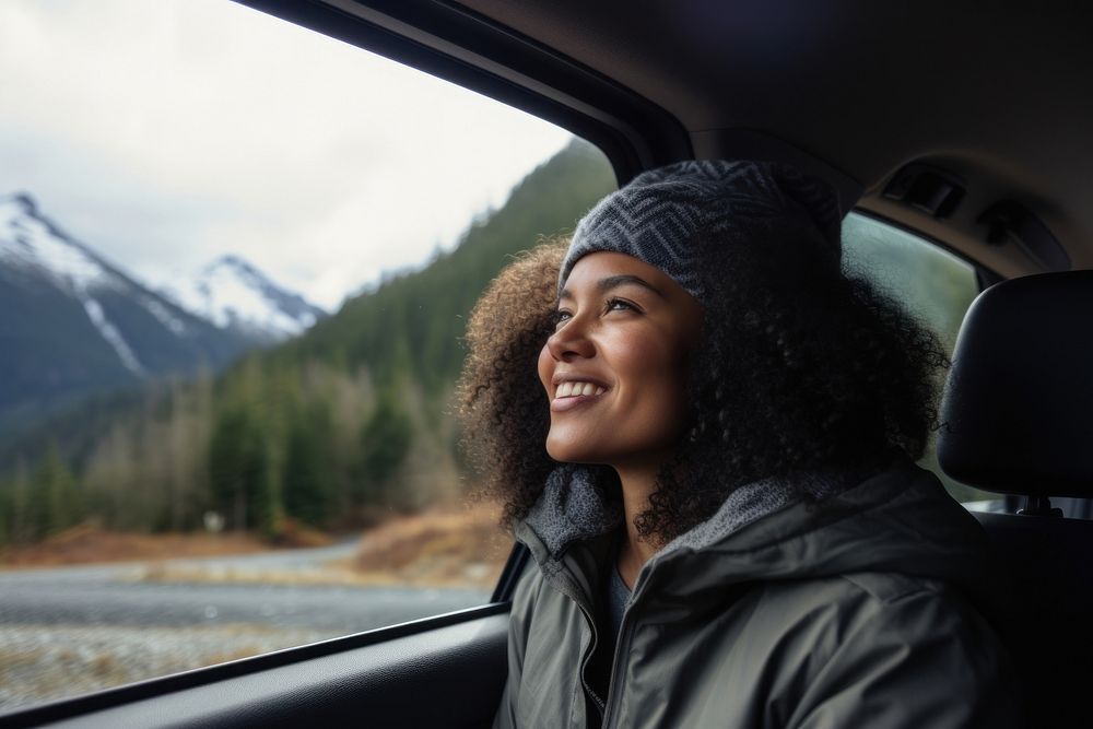 Black woman on road mountain portrait holiday. AI generated Image by rawpixel.