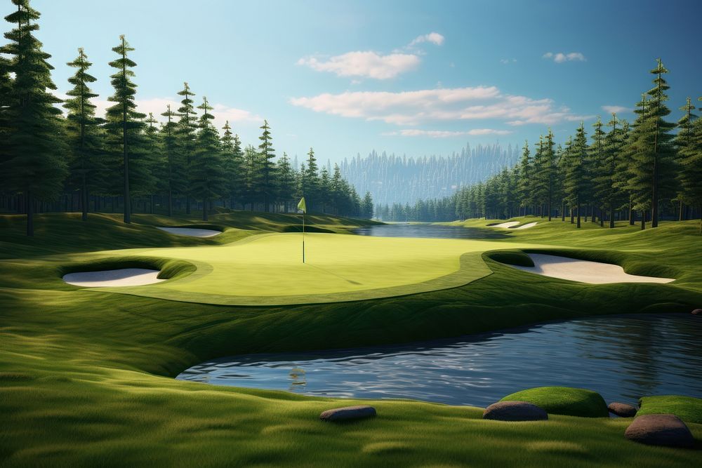 Golf course outdoors nature sports. AI generated Image by rawpixel.