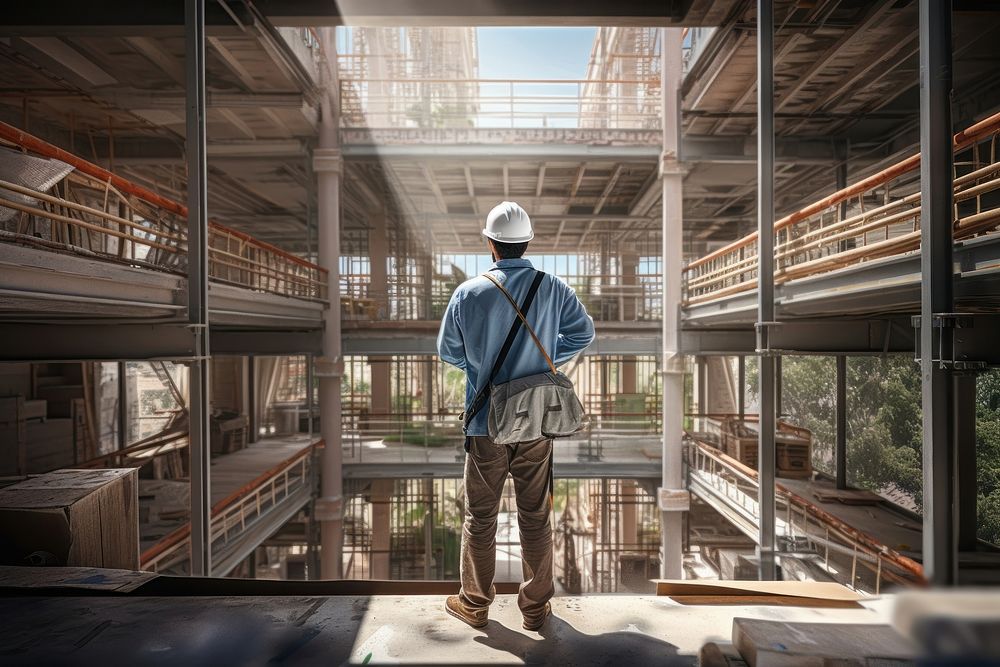 Engineer man examining at constuction site adult architecture accessories. AI generated Image by rawpixel.