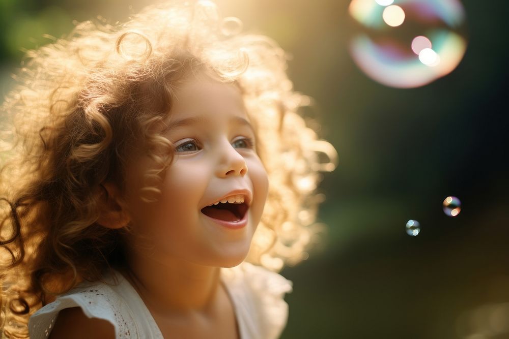 Bubble child portrait blowing. AI | Free Photo - rawpixel