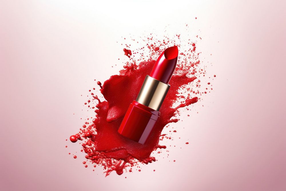 Red lipstick cosmetics splattered magenta. AI generated Image by rawpixel.