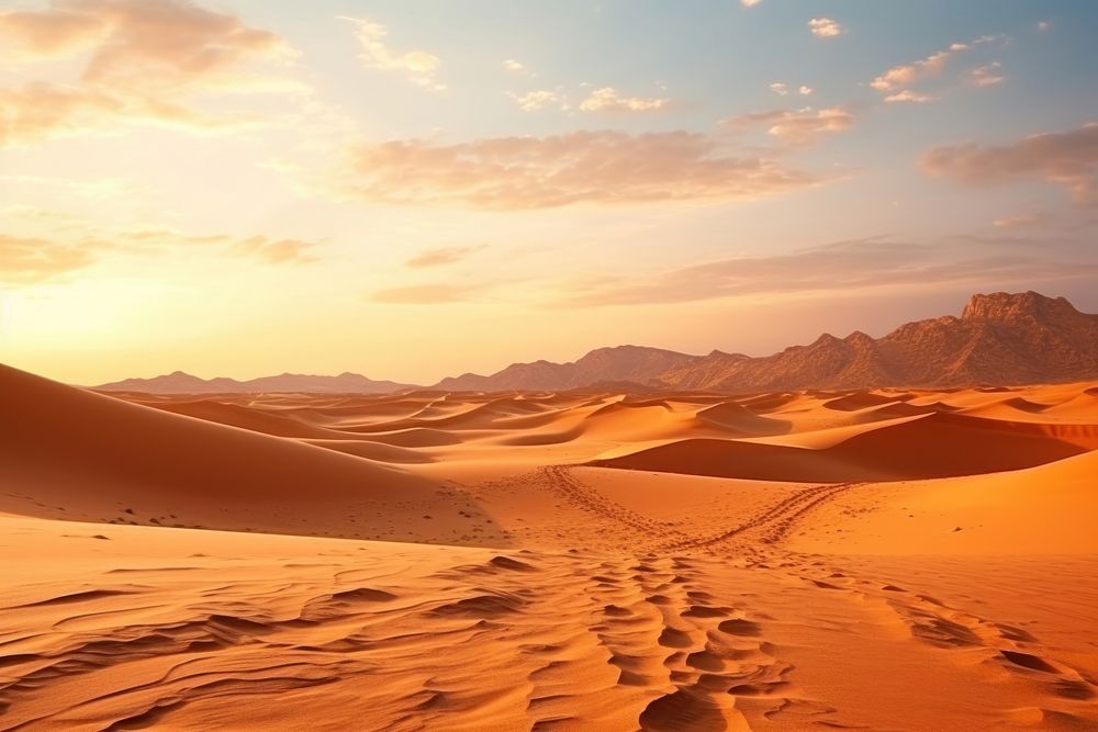 Landscape of sahara outdoors horizon desert. AI generated Image by rawpixel.