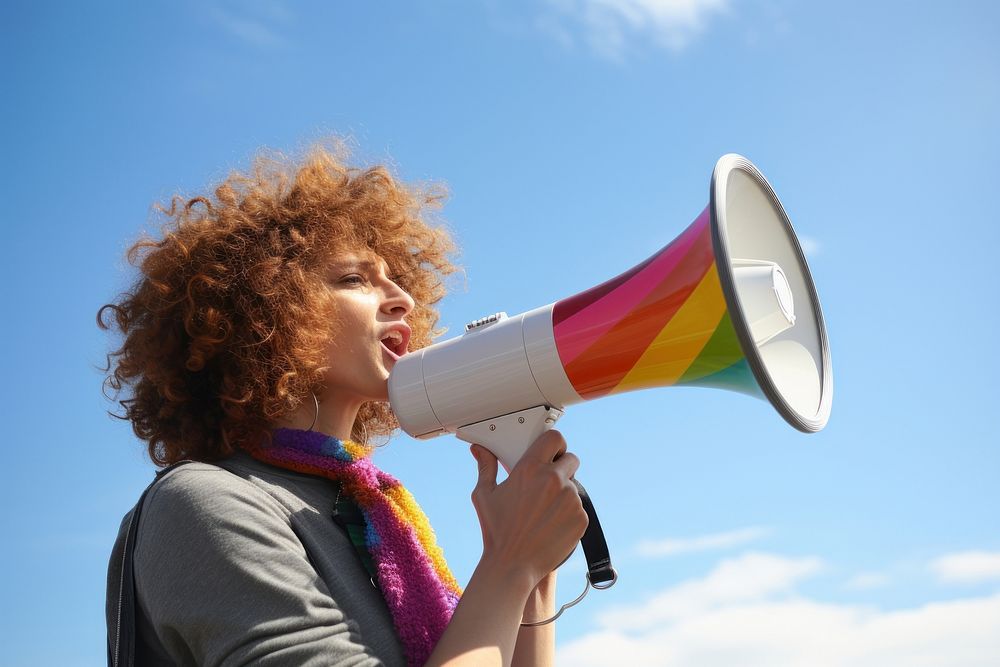 Lgbtq using megaphone adult performance technology. AI generated Image by rawpixel.