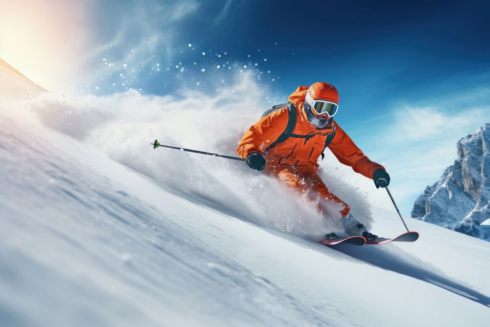 Male play ski sports snow recreation. AI generated Image by rawpixel.