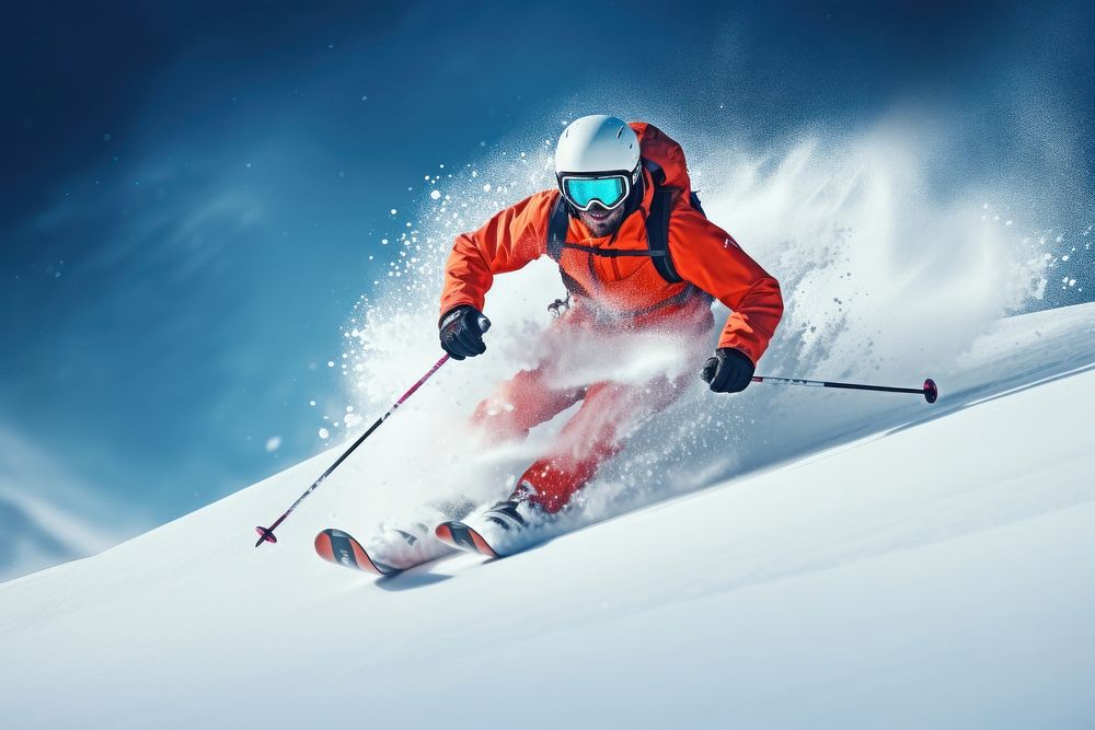 Male play ski sports snow recreation. 