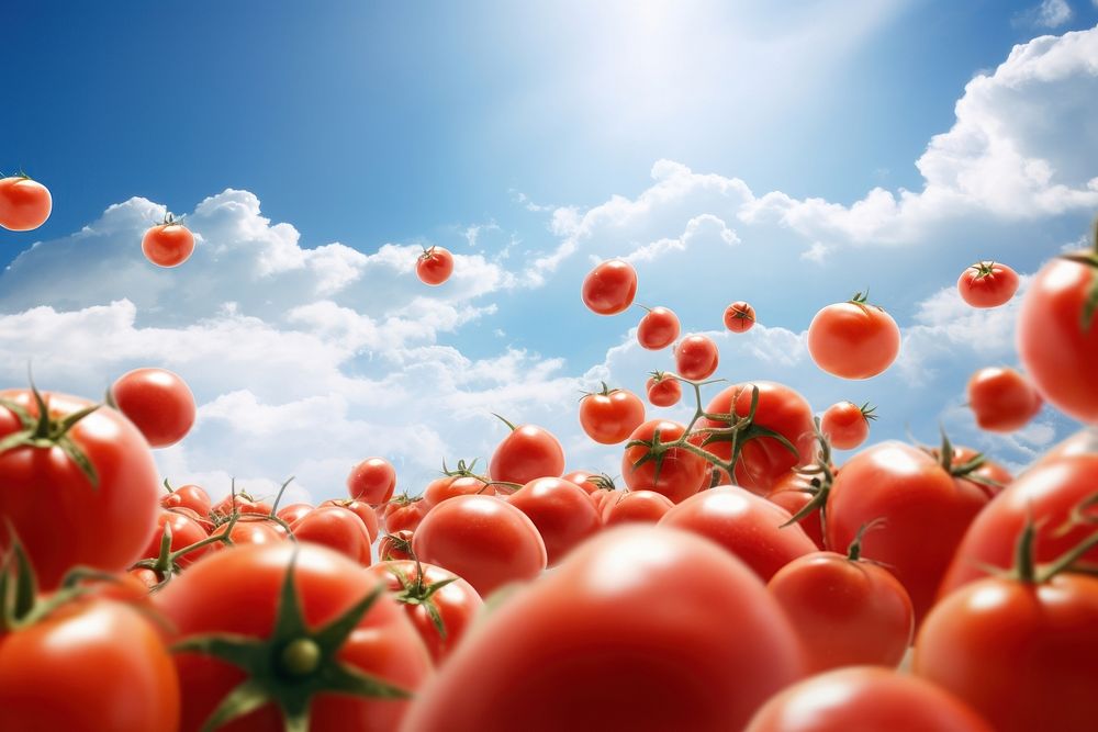Tomatoes sky backgrounds vegetable. AI generated Image by rawpixel.