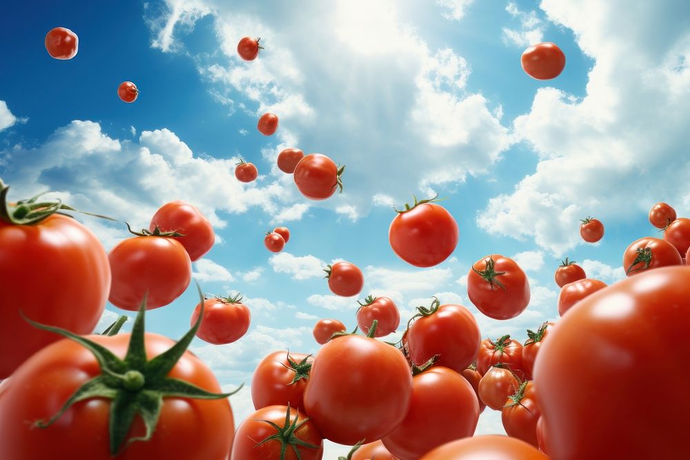 Tomatoes sky backgrounds vegetable. AI generated Image by rawpixel.
