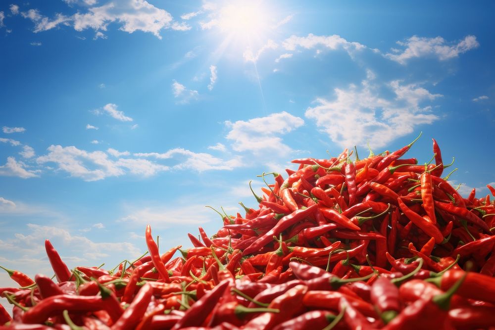 Chillis sky backgrounds vegetable. AI generated Image by rawpixel.