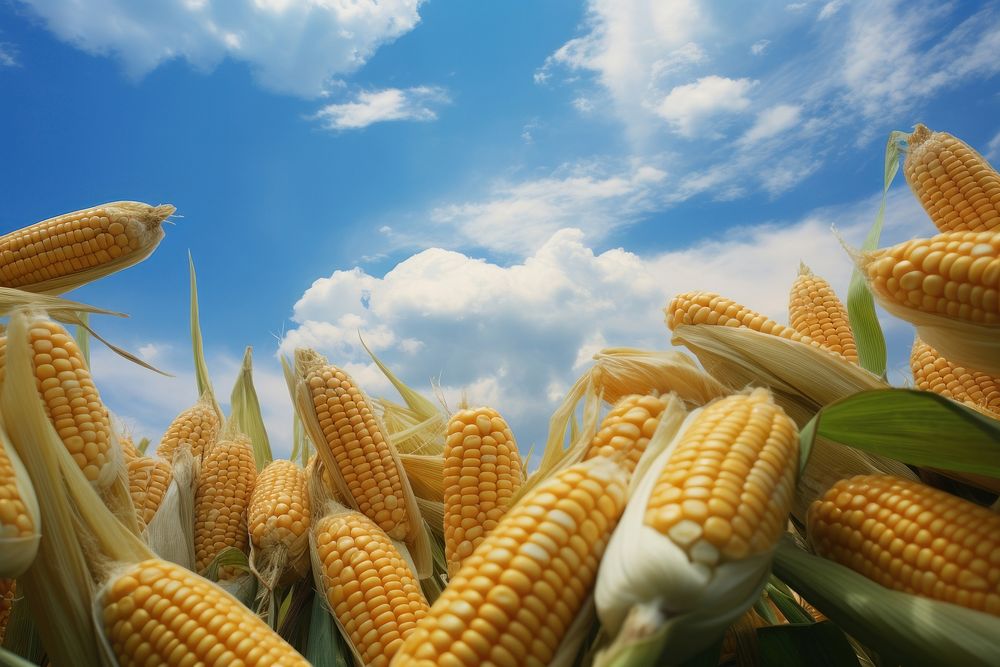 Sweetcorn sky outdoors nature. AI generated Image by rawpixel.