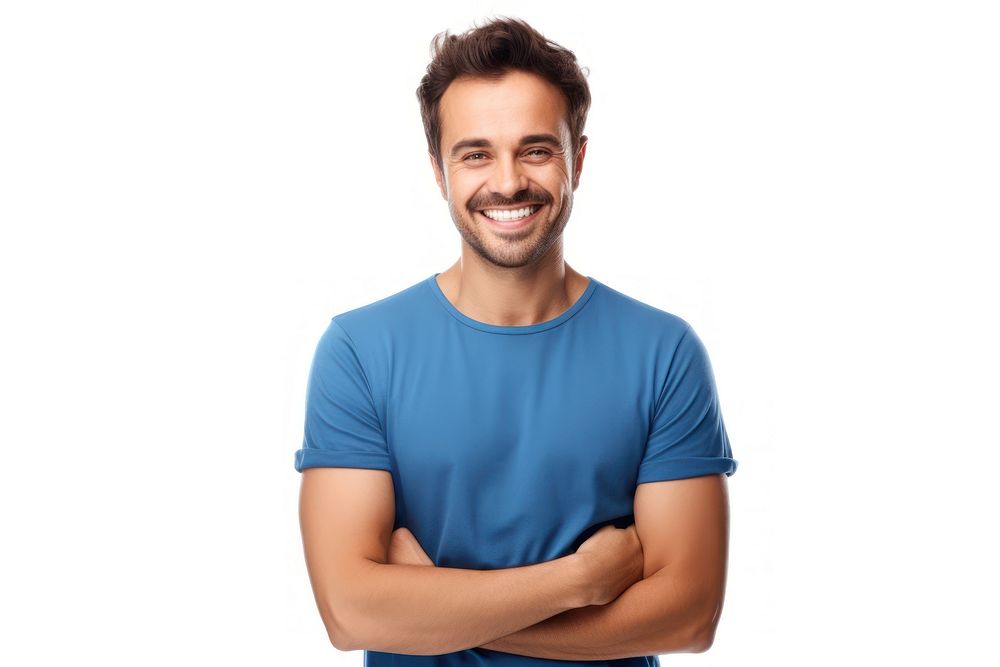 Smiling handsome young american man t-shirt standing smiling. AI generated Image by rawpixel.
