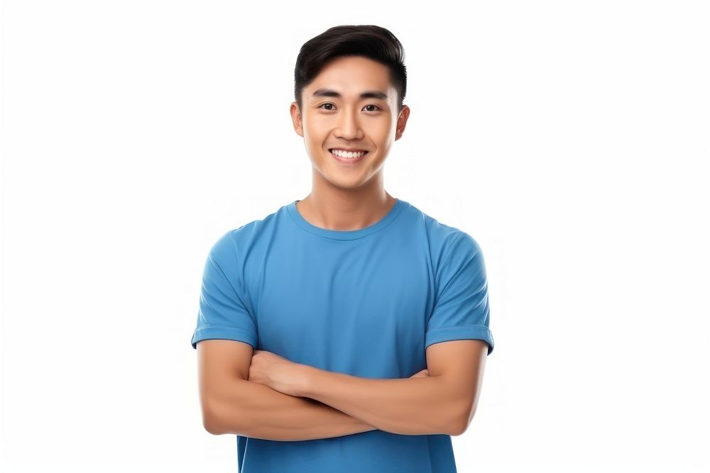 Smiling handsome young asian man standing smiling t-shirt. AI generated Image by rawpixel.