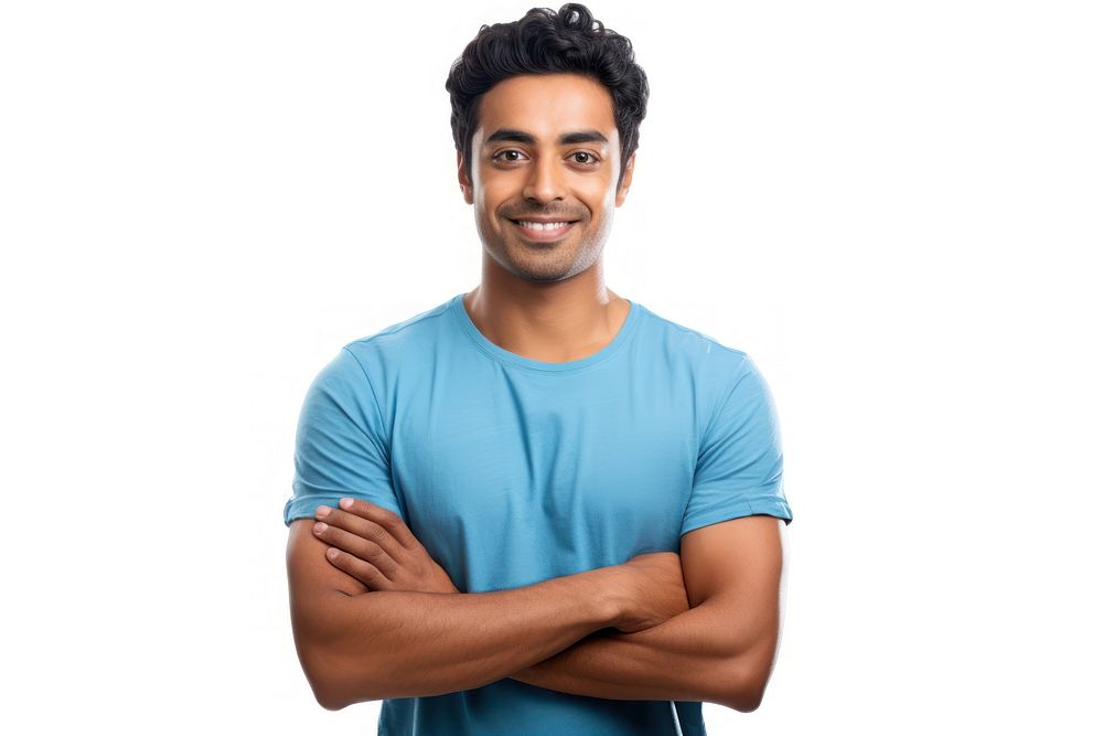 Smiling handsome young indian man portrait standing smiling. AI generated Image by rawpixel.