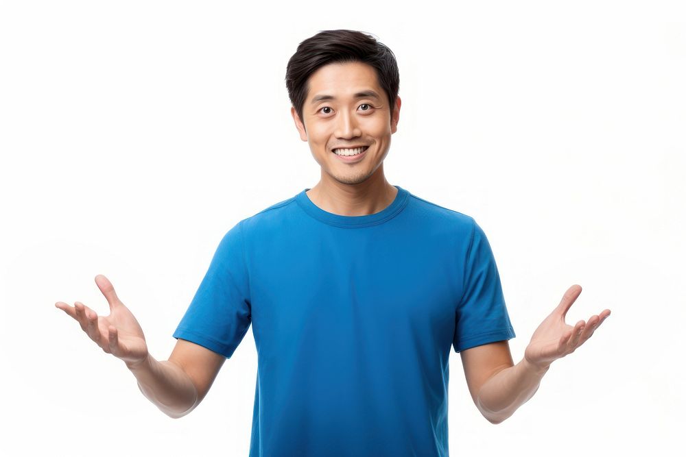 Smiling handsome young japanese man t-shirt standing portrait. AI generated Image by rawpixel.