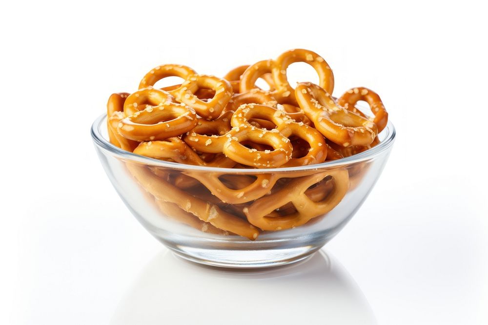 Salted pretzels in bowl food white background spaghetti. AI generated Image by rawpixel.