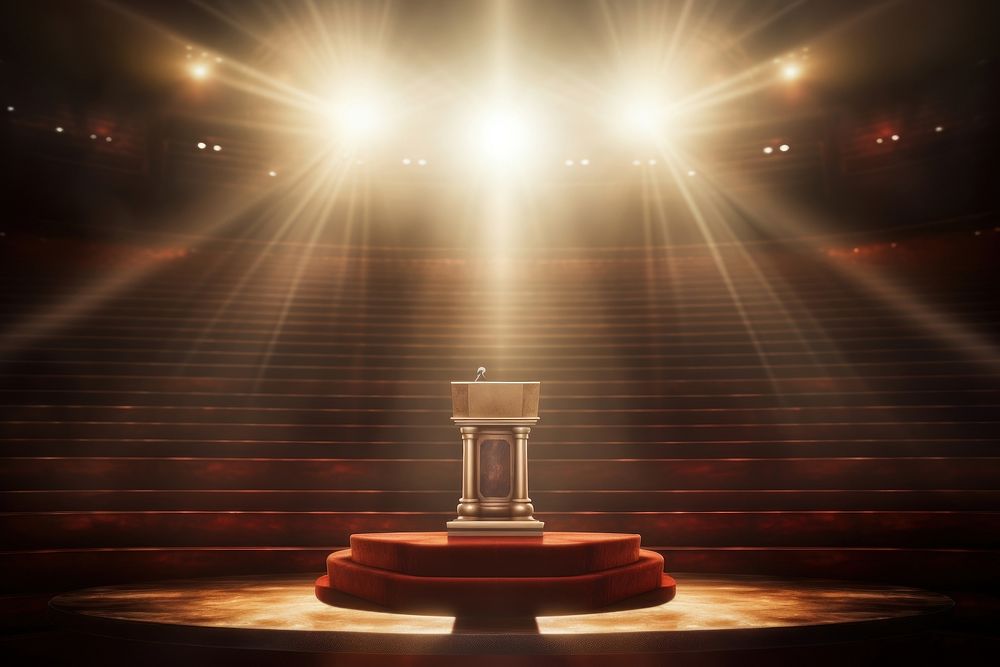 Standing podium lighting architecture illuminated. AI generated Image by rawpixel.