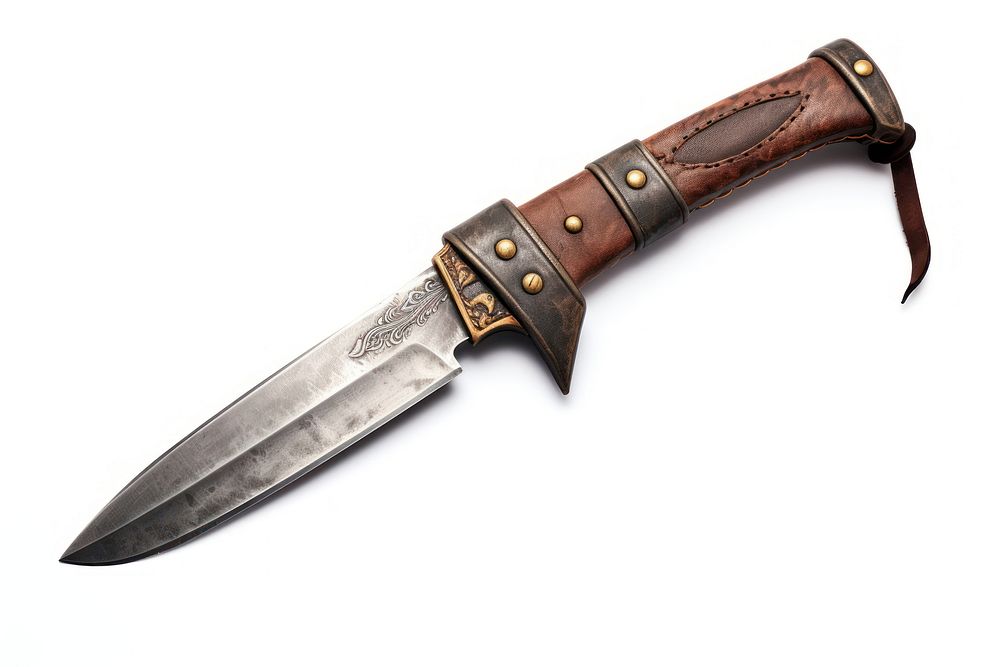 Rusty old hunting knife leather weapon dagger. AI generated Image by rawpixel.