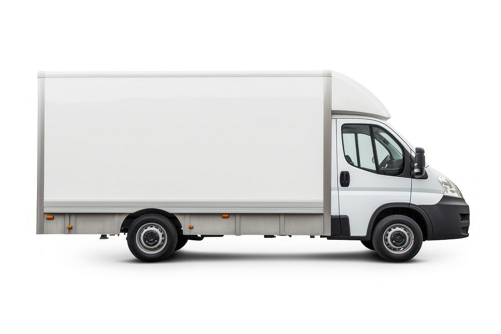 White transport van vehicle truck white background. AI generated Image by rawpixel.