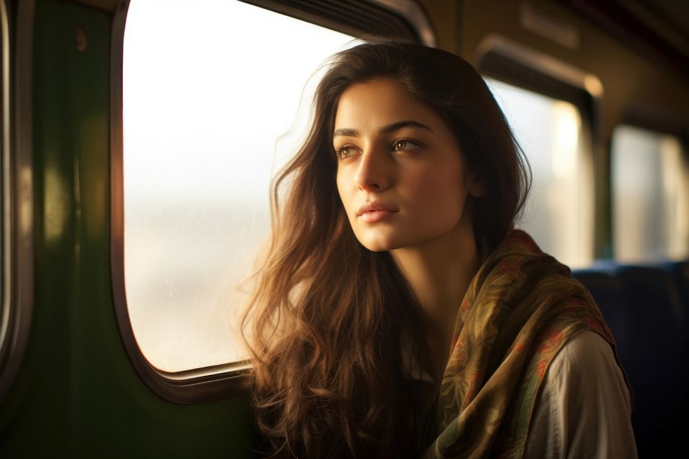Pakistani young woman portrait travel train. AI generated Image by rawpixel.