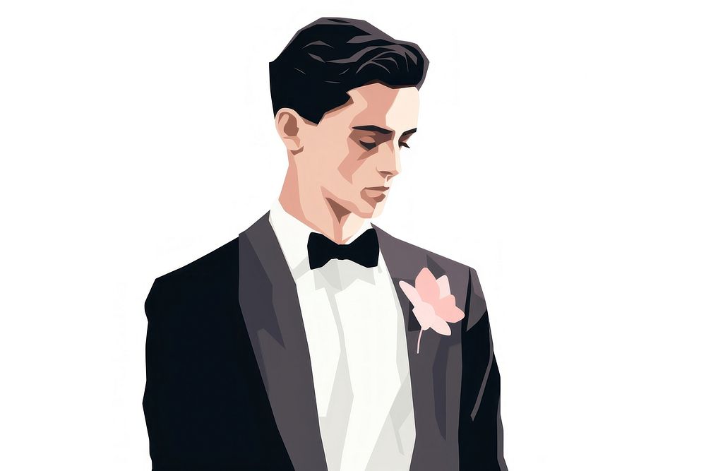 Groom wedding tuxedo adult white background. AI generated Image by rawpixel.