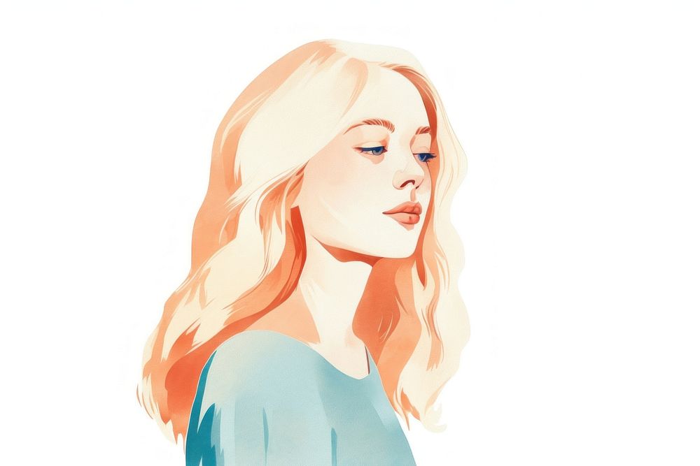 Blonde woman portrait drawing sketch. AI generated Image by rawpixel.