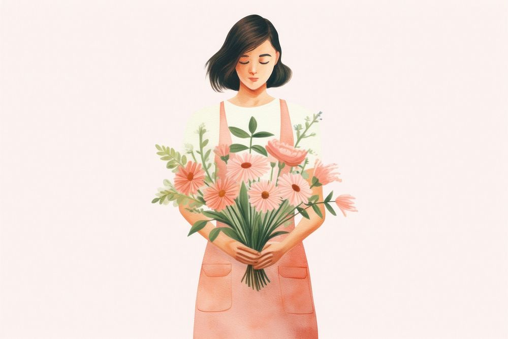 Florist with apron and a flower adult plant creativity. AI generated Image by rawpixel.