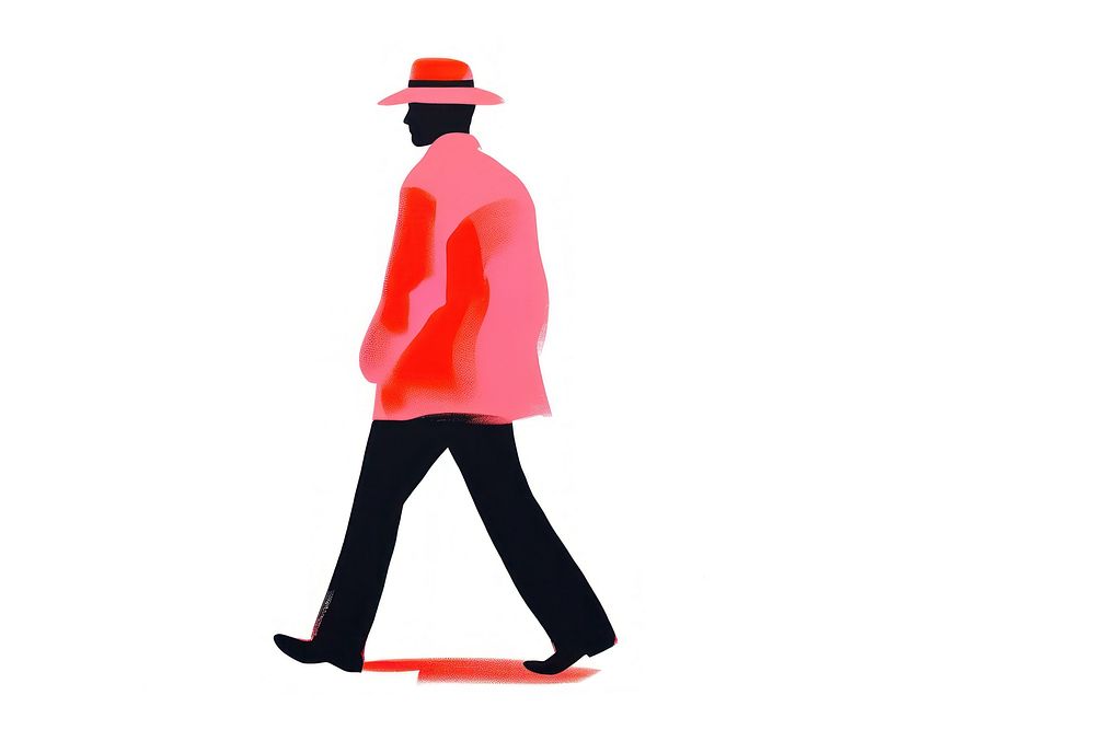 Man with hat walking adult white background standing. AI generated Image by rawpixel.