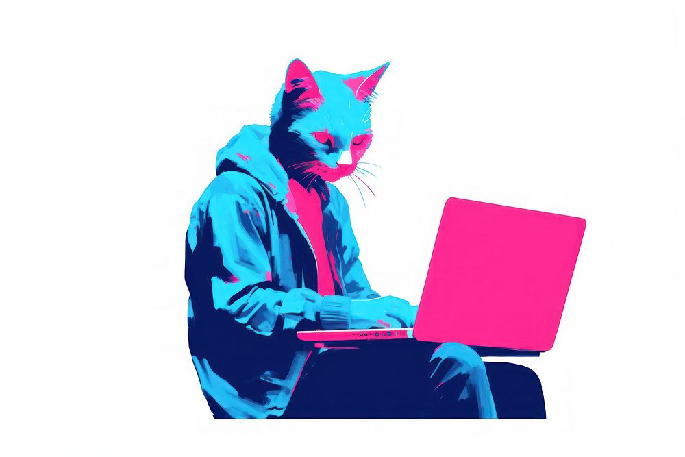 Cat using laptop computer mammal pet. AI generated Image by rawpixel.