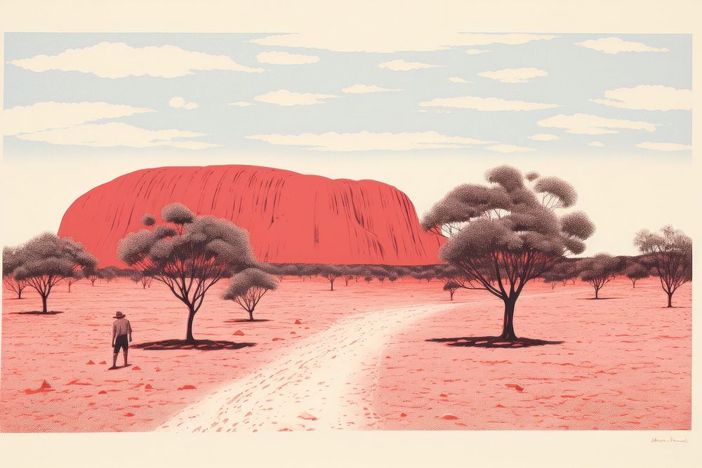 Australia seamless art tranquility landscape. AI generated Image by rawpixel.