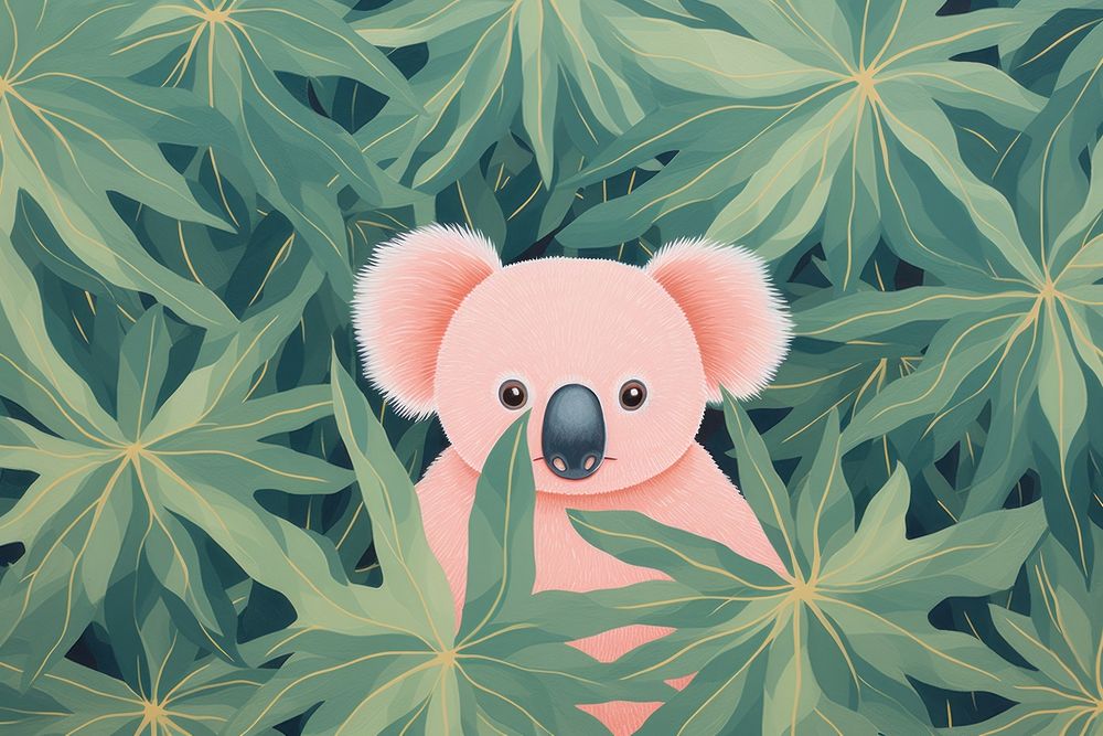 Koala seamless cartoon nature plant. AI generated Image by rawpixel.