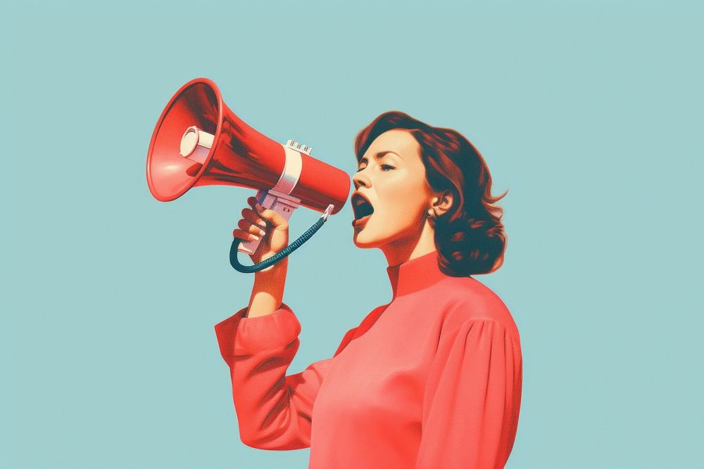 Woman holding megaphone adult electronics technology. AI generated Image by rawpixel.