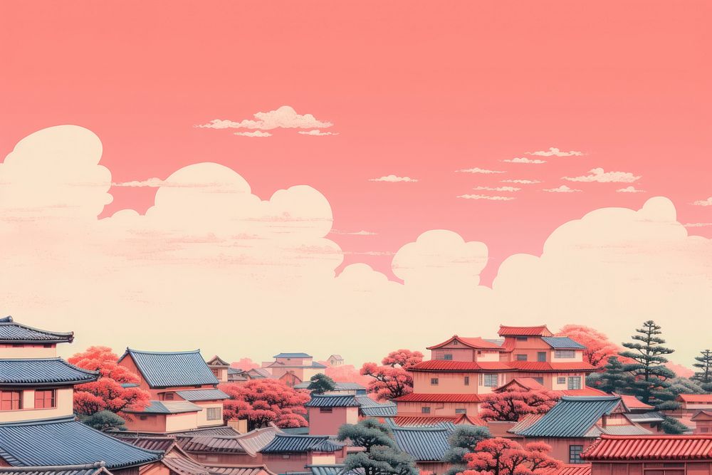 Japan seamless vintage architecture building outdoors. AI generated Image by rawpixel.