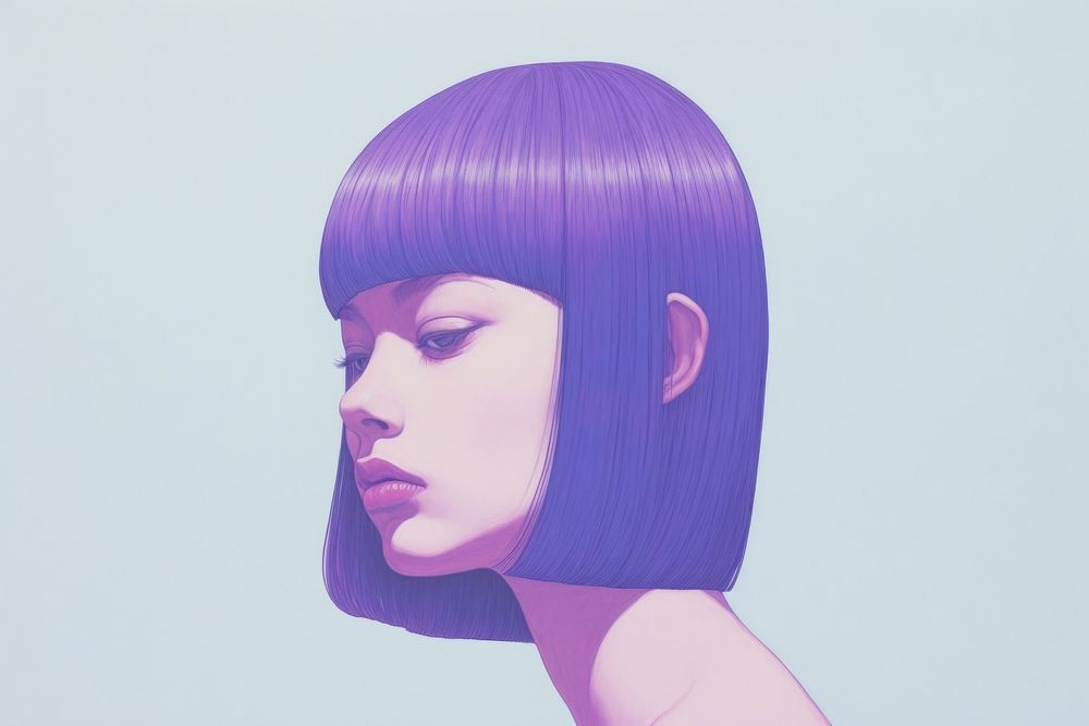 Aesthetic teenager purple portrait adult. AI generated Image by rawpixel.