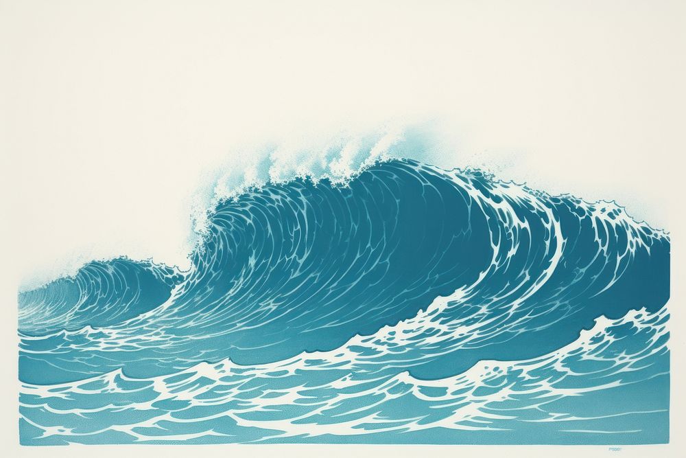 Wave ocean nature sea art. AI generated Image by rawpixel.