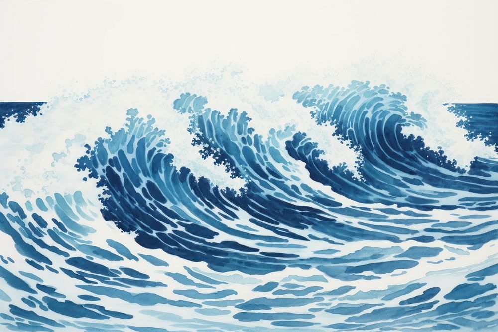 Wave ocean nature sea art. AI generated Image by rawpixel.