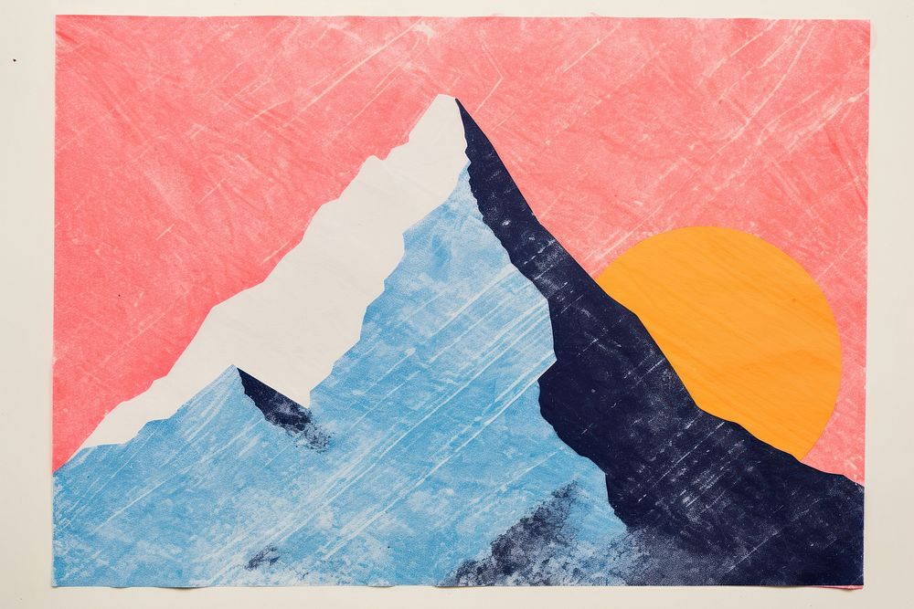 Mountain art painting paper. AI generated Image by rawpixel.