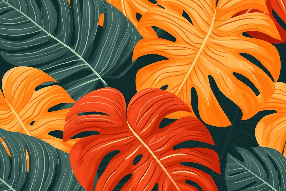 Tropical leaves seamless outdoors tropics pattern. AI generated Image by rawpixel.