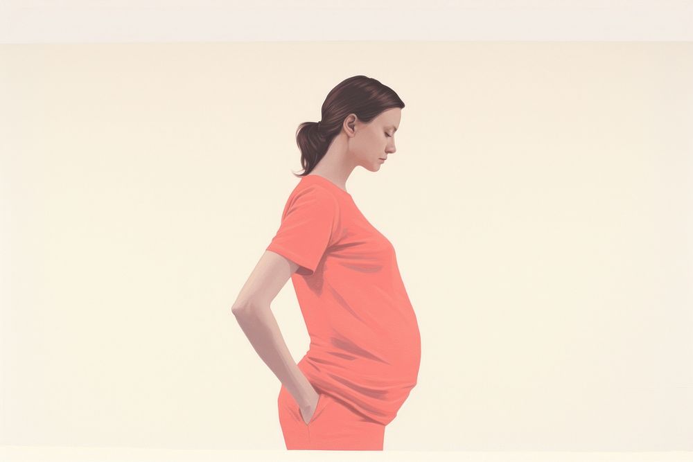Pregnant woman t-shirt sleeve adult. AI generated Image by rawpixel.