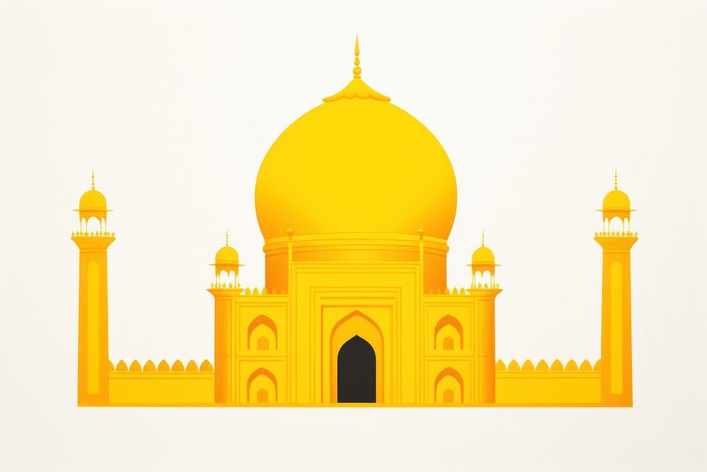 Yellow Mosque architecture building yellow. AI generated Image by rawpixel.