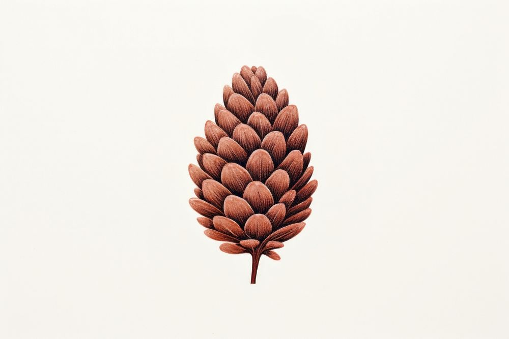 Brown pine seed plant white background pattern. AI generated Image by rawpixel.