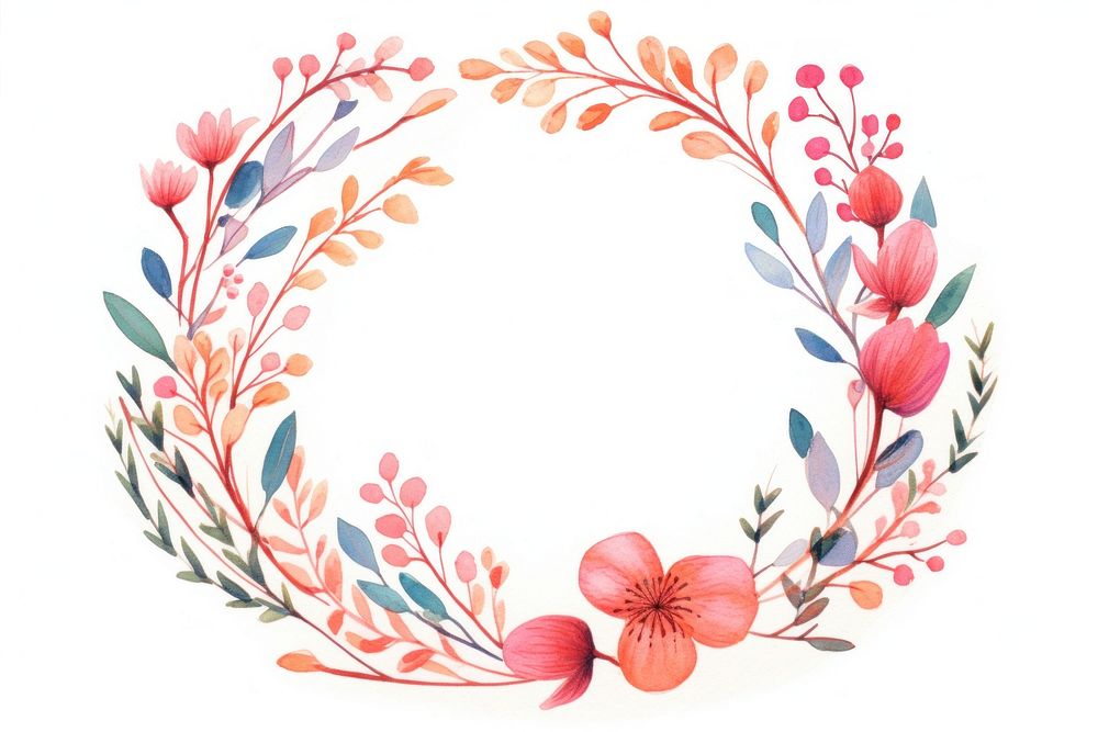 Naturalist flowers wreath pattern plant art. AI generated Image by rawpixel.