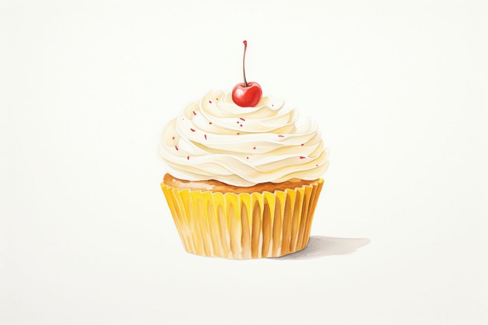Birthday cupcake dessert icing cream. AI generated Image by rawpixel.