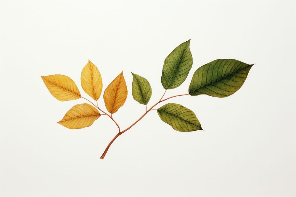 Green leaf turning brown plant tree art. AI generated Image by rawpixel.