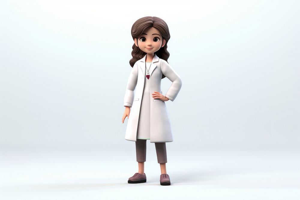10-years-old girl with lab coat cartoon doll toy. AI generated Image by rawpixel.