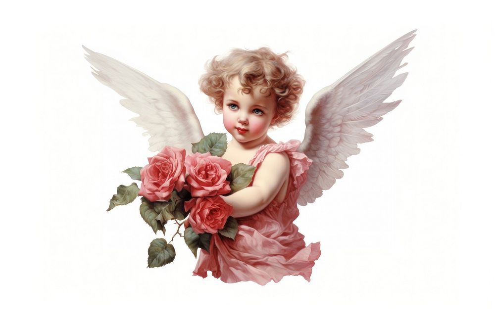 Angel cupid cherub angel baby rose. AI generated Image by rawpixel.